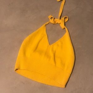yellow crop halter top